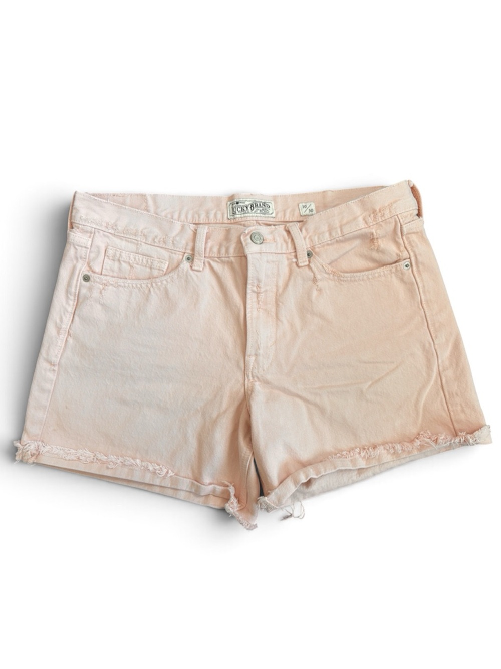 Lucky Brand The Boyfriend Denim Shorts Pink 10 / 30 Frayed Raw Hem